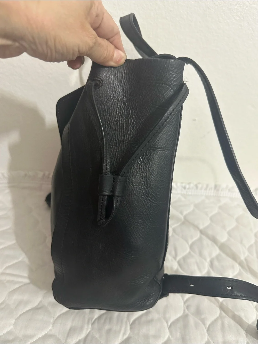 Loeffler Randall Black Leather Backpack with Top Handle